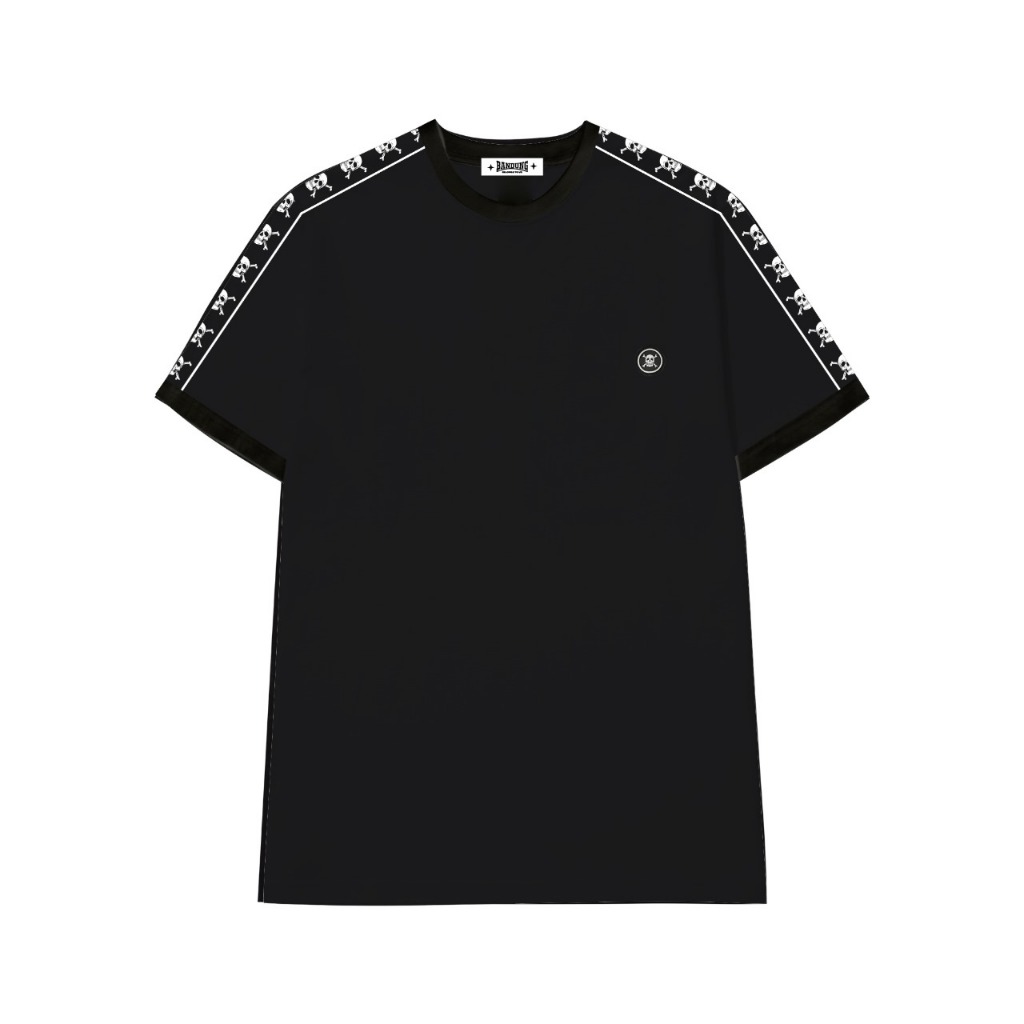 T-SHIRT - STRIPE SKULL BLK